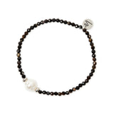 Bracciale elastico perline e perla Moonskin - Nero - Sodini Bijoux