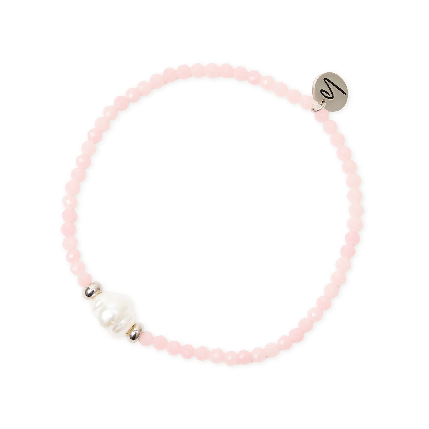 Bracciale elastico perline e perla Moonskin - Rosa - Sodini Bijoux