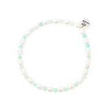 Elastic bracelet with pearls rice-grain and beads Moonskin - Turquoise - Sodini Bijoux