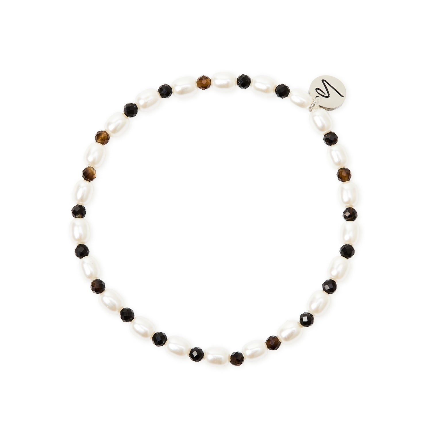 Bracciale elastico perle chicco e beads Moonskin - Nero - Sodini Bijoux