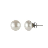 Earrings with large pearl oblate Pearl - White - Sodini Bijoux