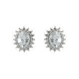 Oval cubic zirconia earrings Pearl - White - Sodini Bijoux