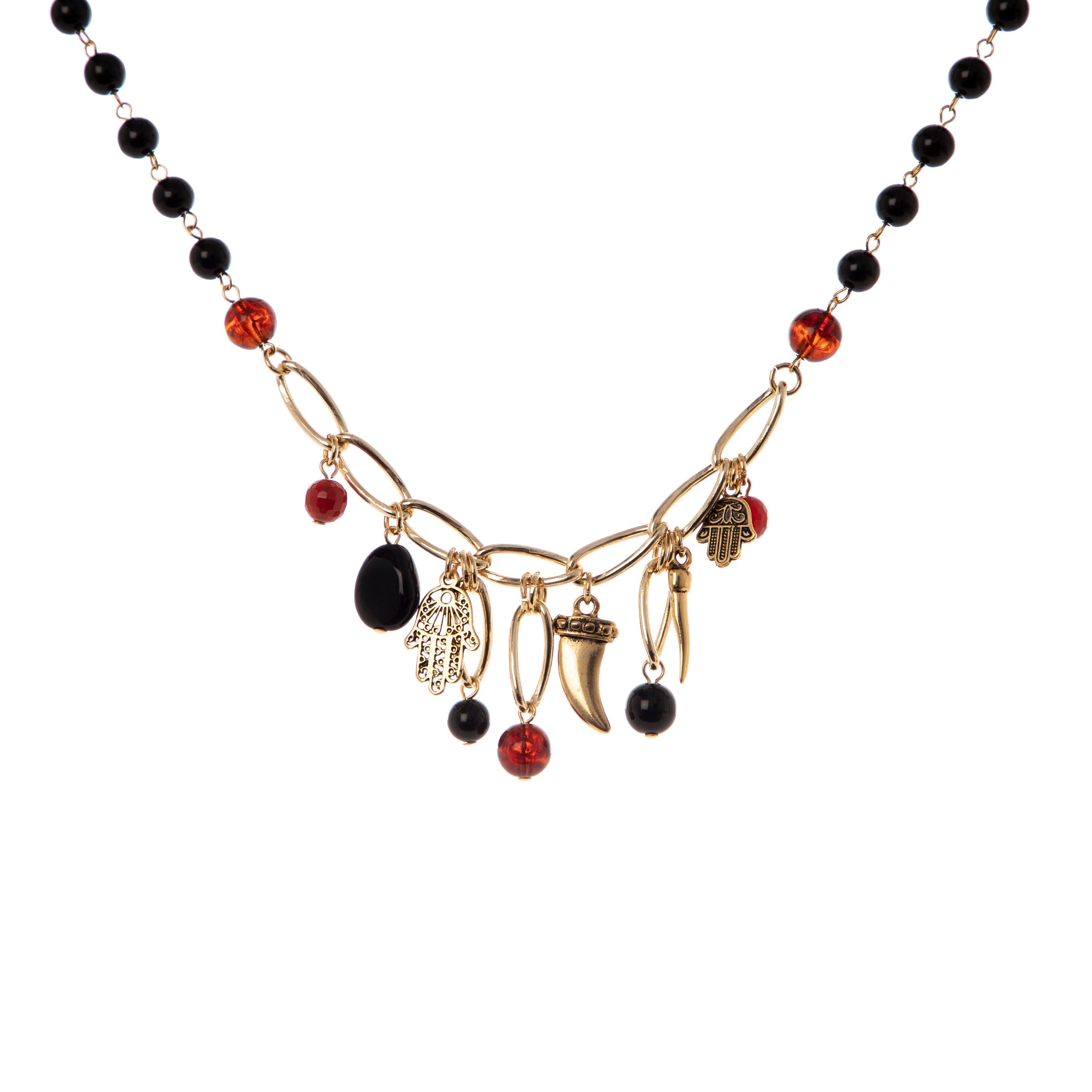 Girocollo boule e catena Kim - Arancio - Sodini Bijoux