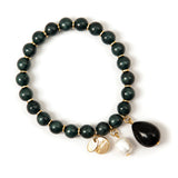 Bracciale elastico perla e goccia Kim - Verde - Sodini Bijoux