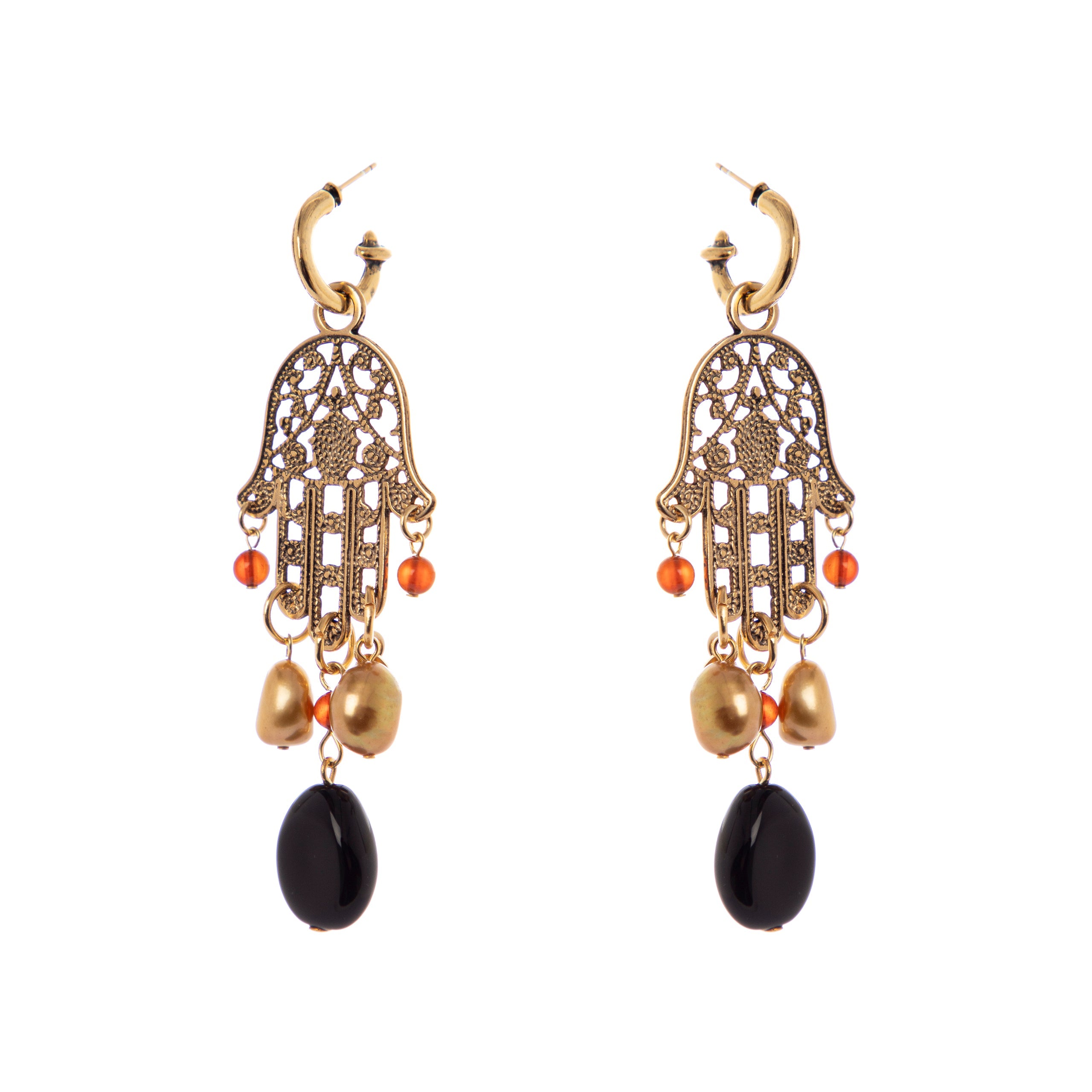 Orecchini con mano di Fatima Kim - Arancio - Sodini Bijoux