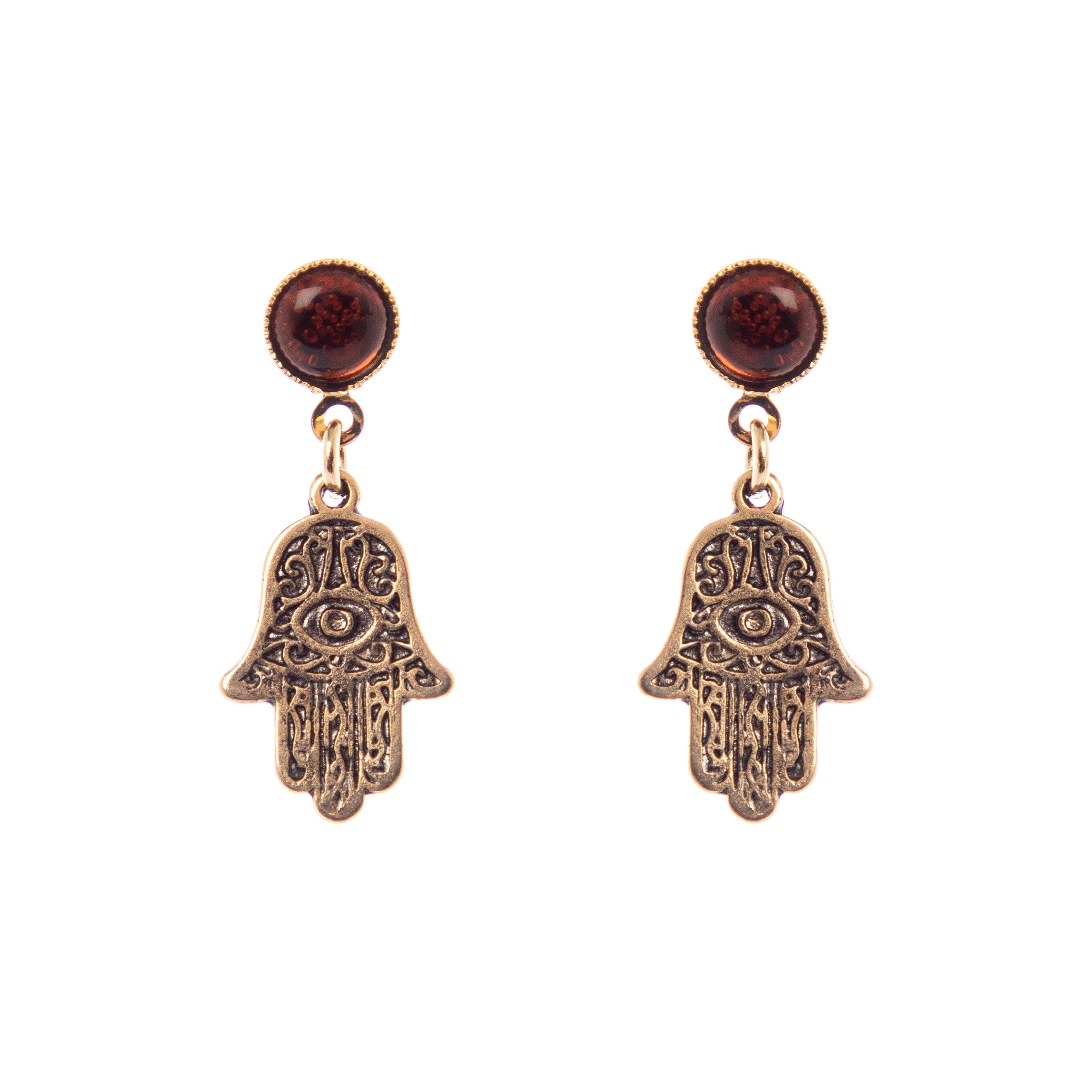 Orecchini cupolina e mano di Fatima Kim - Arancio - Sodini Bijoux