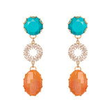 Droplet charm earrings Sunrise - Orange and turquoise - Sodini Bijoux