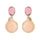 Earrings with two charms Sunrise - Green and pink - Sodini Bijoux