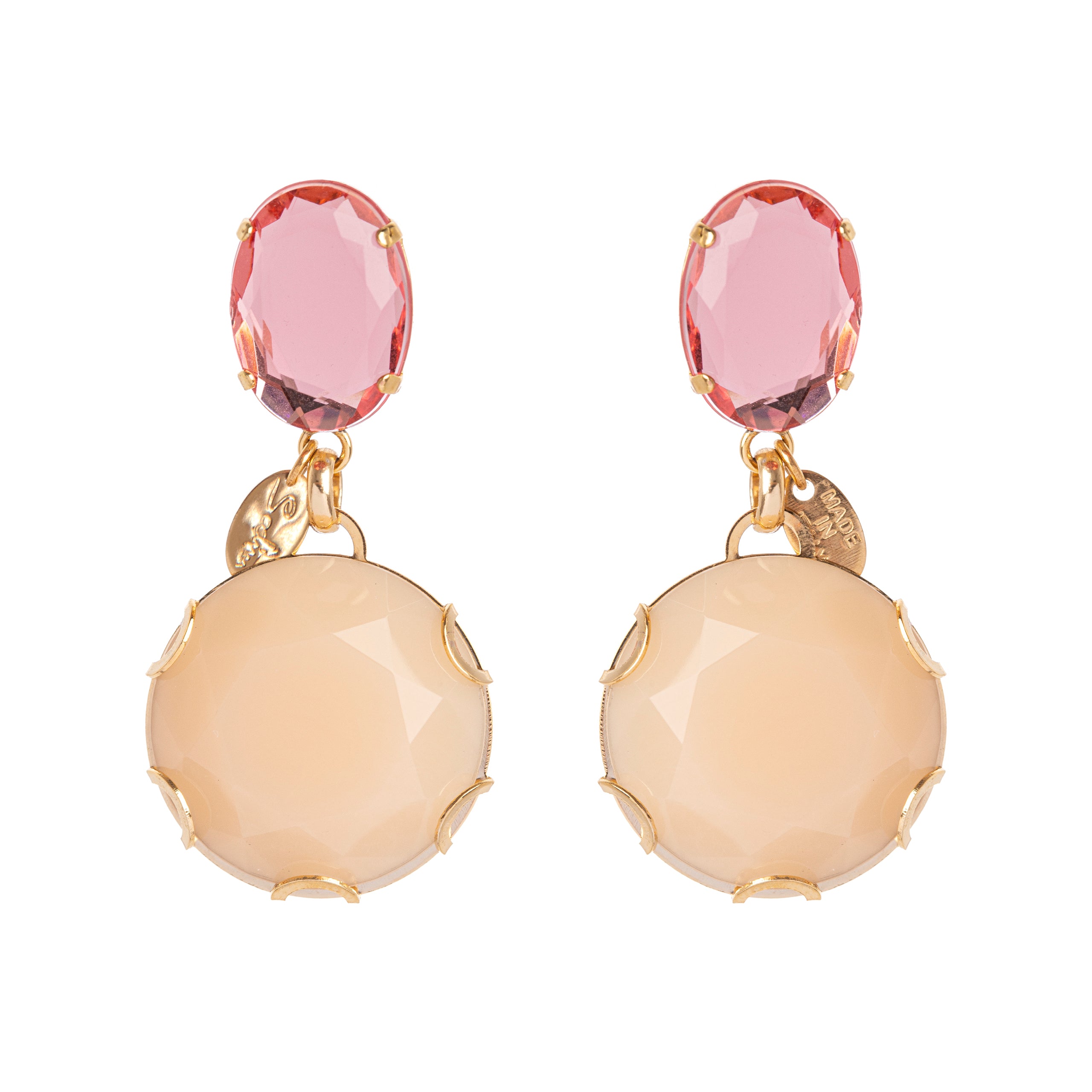 Orecchini con due charm Sunrise - Verde e rosa - Sodini Bijoux