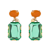 Earrings with vitreous pendant Sunrise - Orange and green - Sodini Bijoux