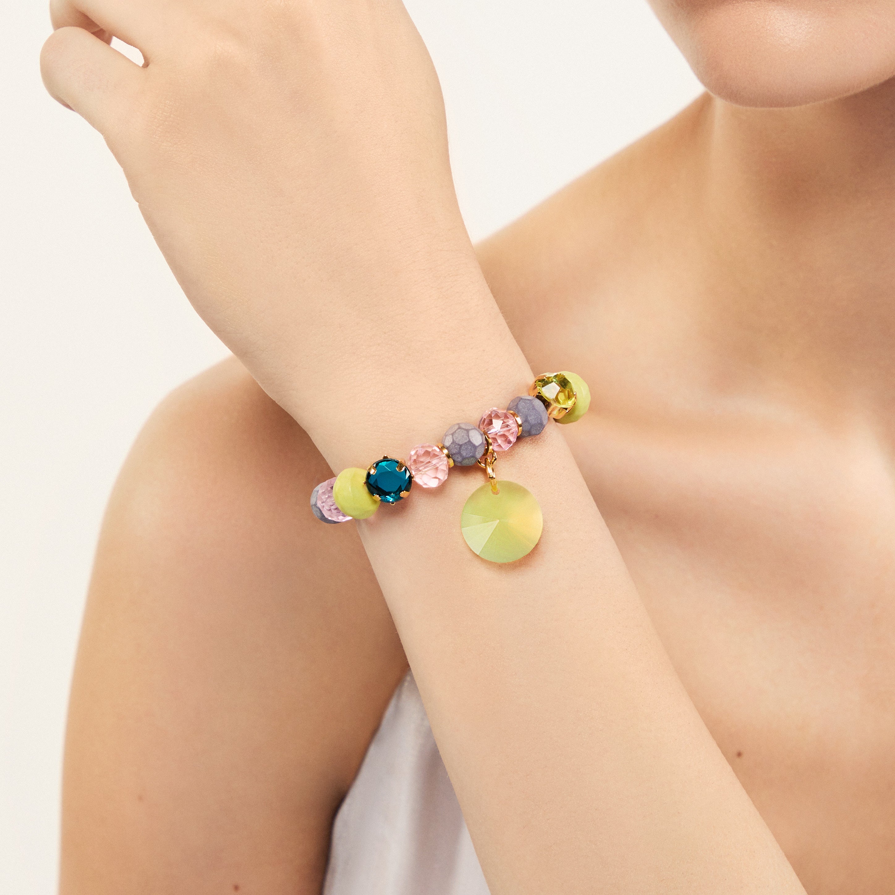Bracciale elastico perline e dischetto Reverse - Multicolor - Sodini Bijoux