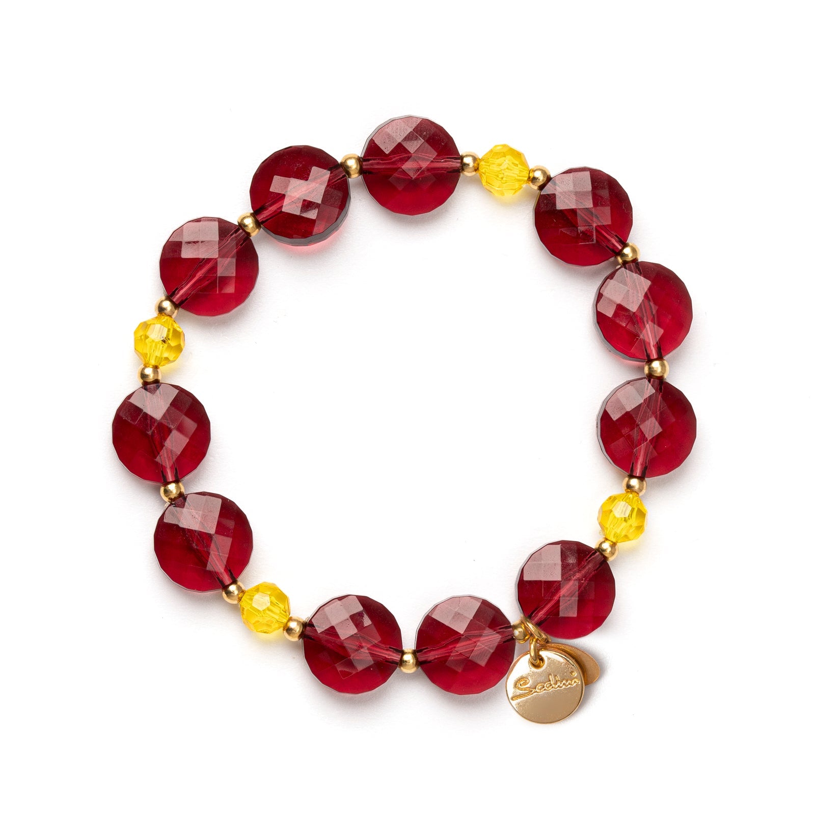 Elastic bracelet with large bonbons Hermitage - Red - Sodini Bijoux