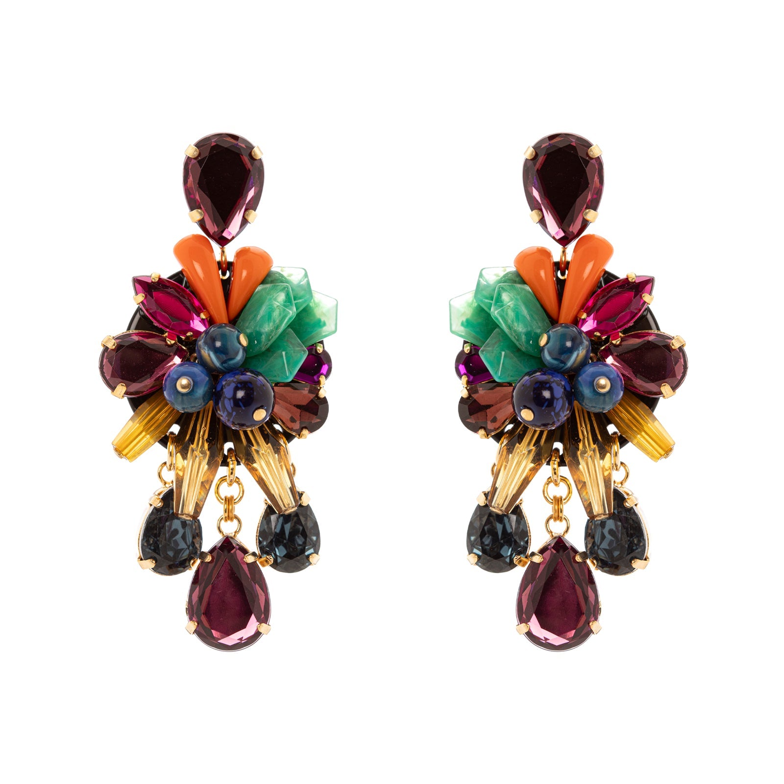 Earrings with charm and drop shaped crystals Colleen - Multicolor - Sodini Bijoux