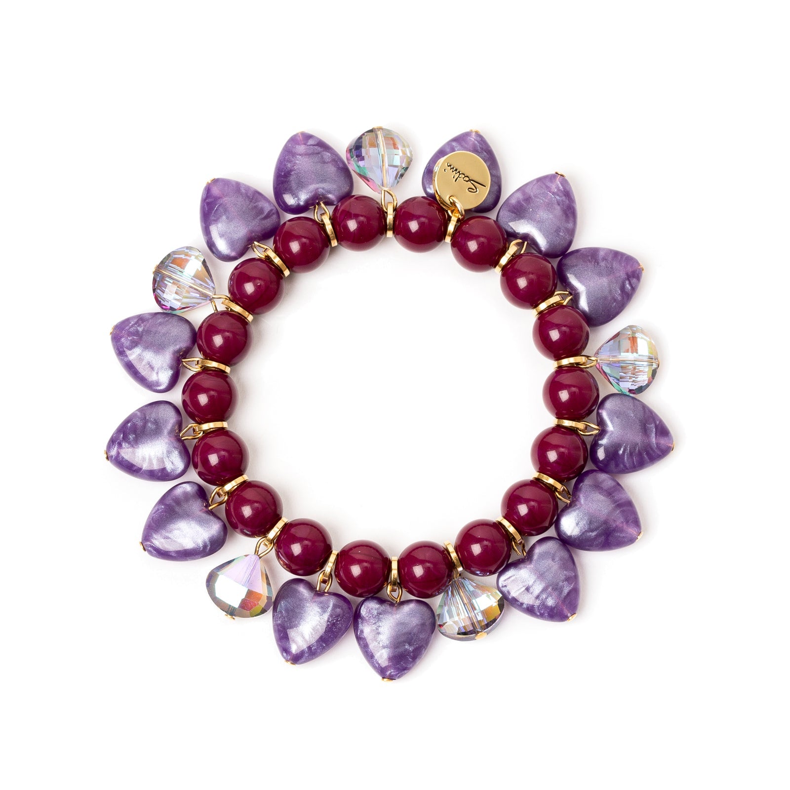 Bracciale elastico boule e cuori Demetra - Viola - Sodini Bijoux