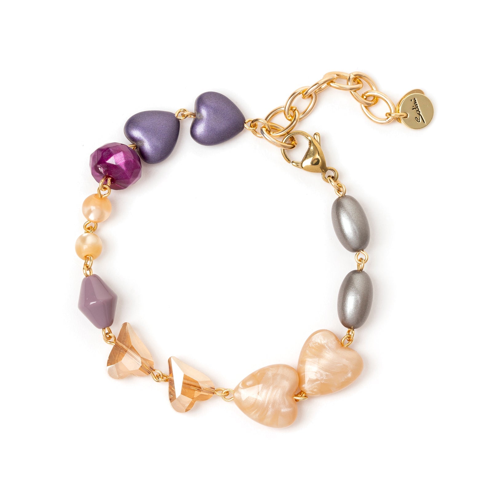 Bracciale con cuori e mini boule Demetra - Multicolor - Sodini Bijoux
