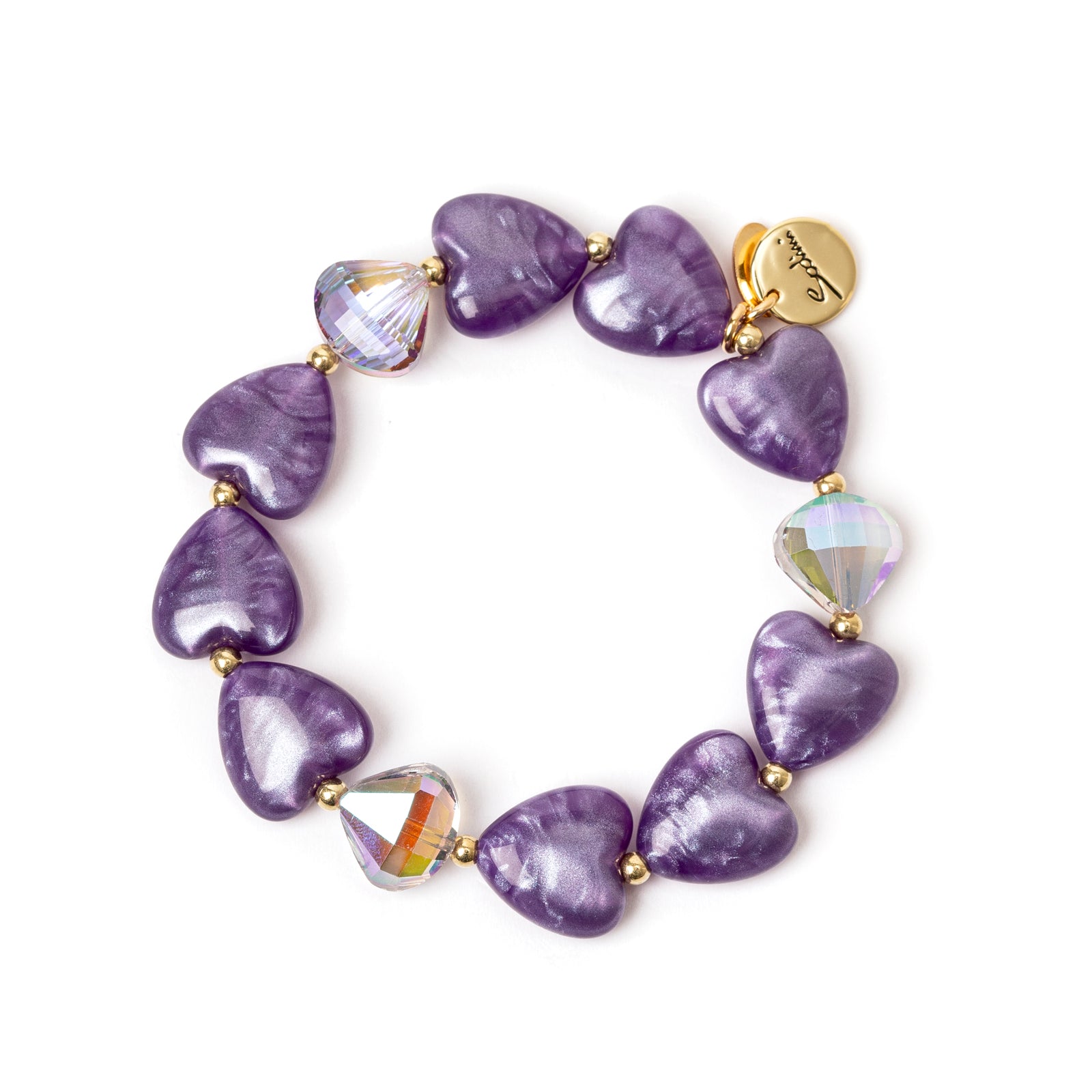 Bracciale elastico a cuori Demetra - Viola scuro - Sodini Bijoux