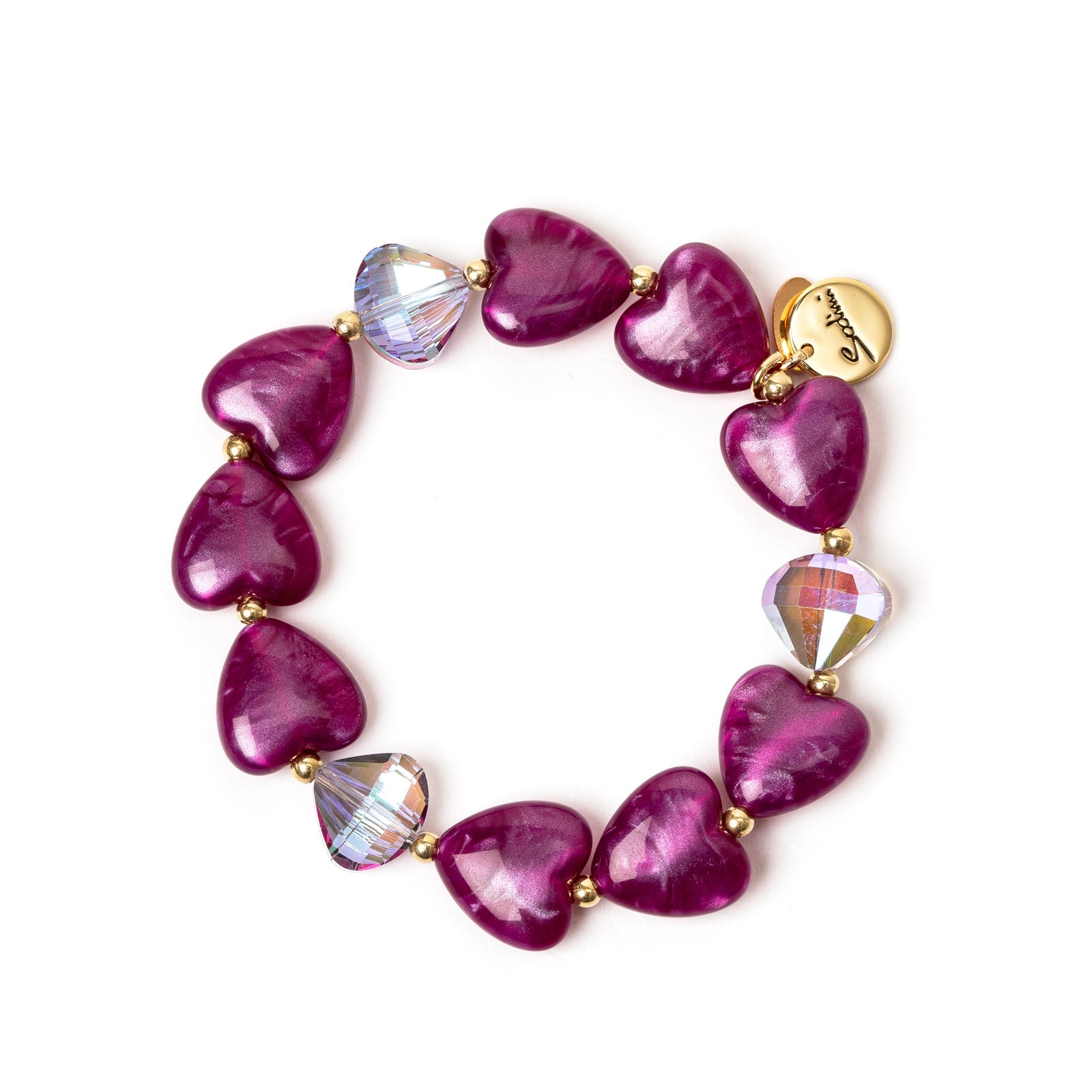 Bracciale elastico a cuori Demetra - Viola - Sodini Bijoux