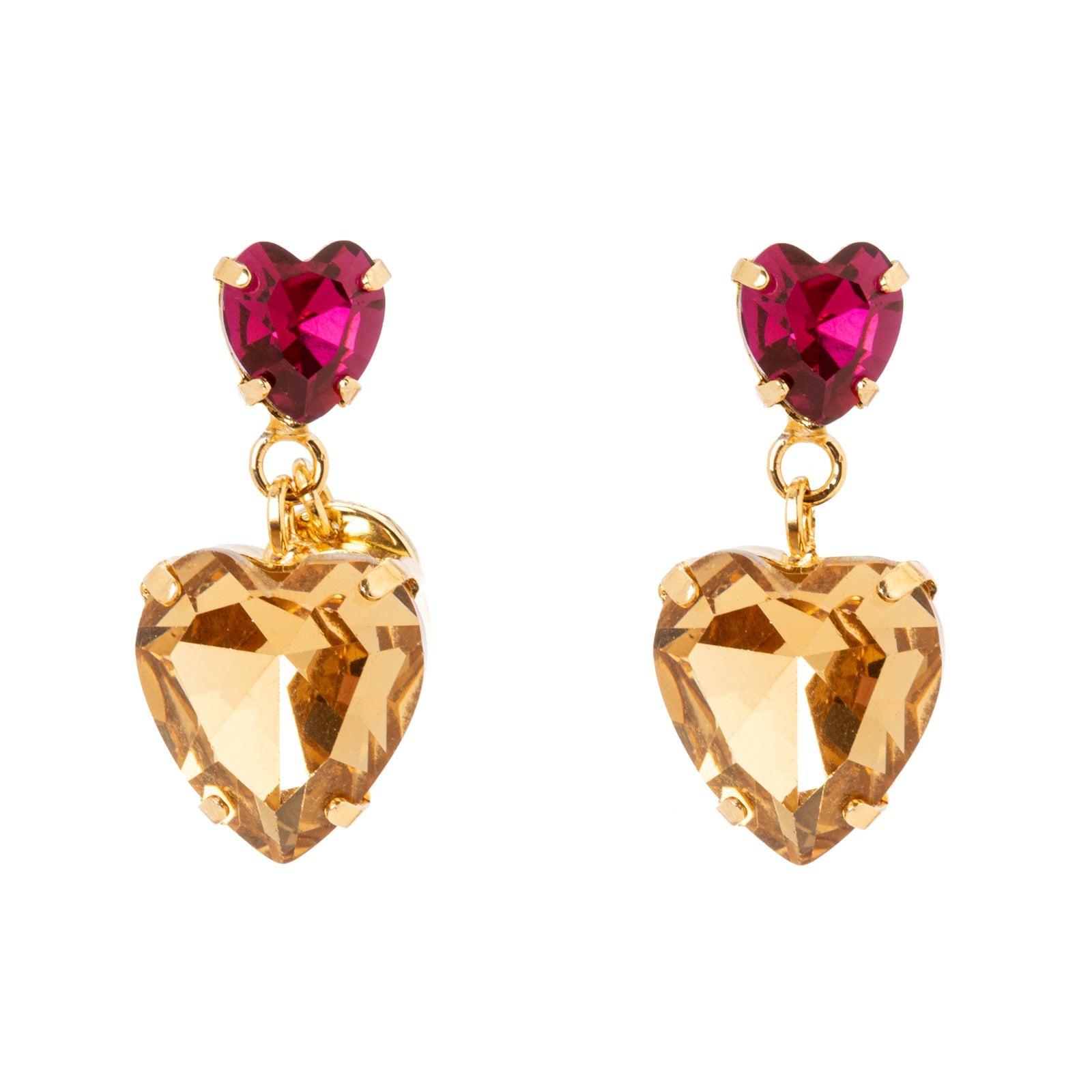 Orecchini a due cuori Demetra - Champagne - Sodini Bijoux