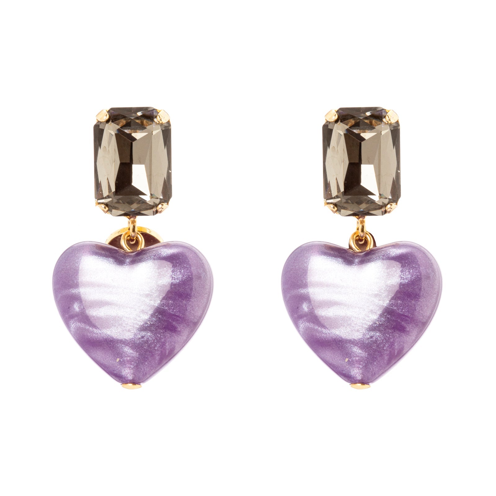 Orecchini cristallo e cuore Demetra - Viola - Sodini Bijoux