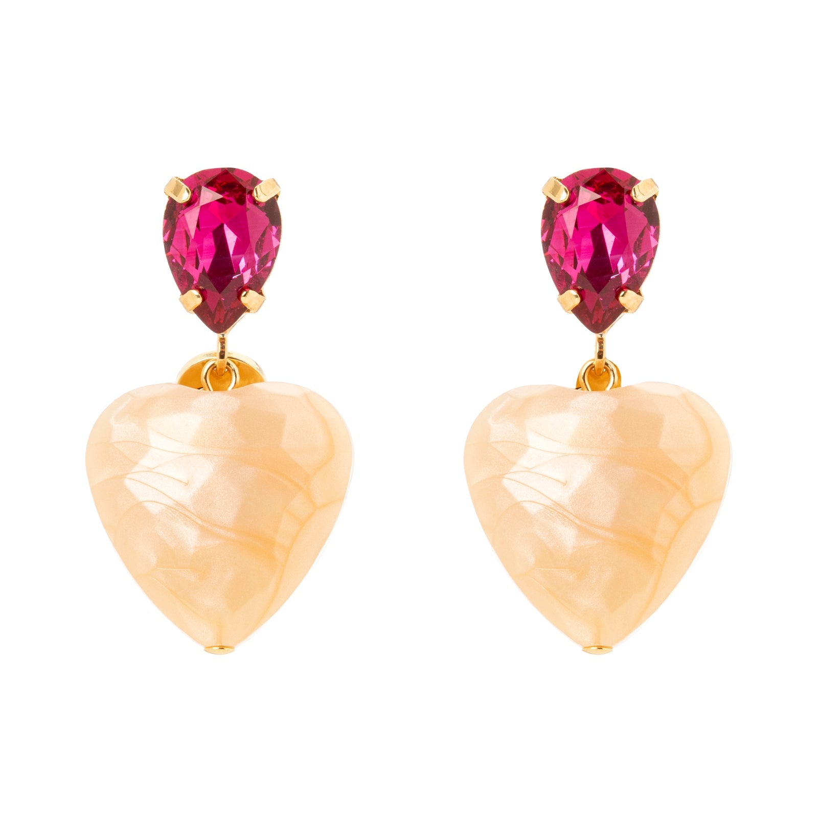 Orecchini cristallo a goccia e cuore Demetra - Ambra - Sodini Bijoux
