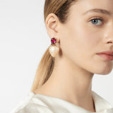 Drop shaped crystal and heart earrings Demetra - Amber - Sodini Bijoux