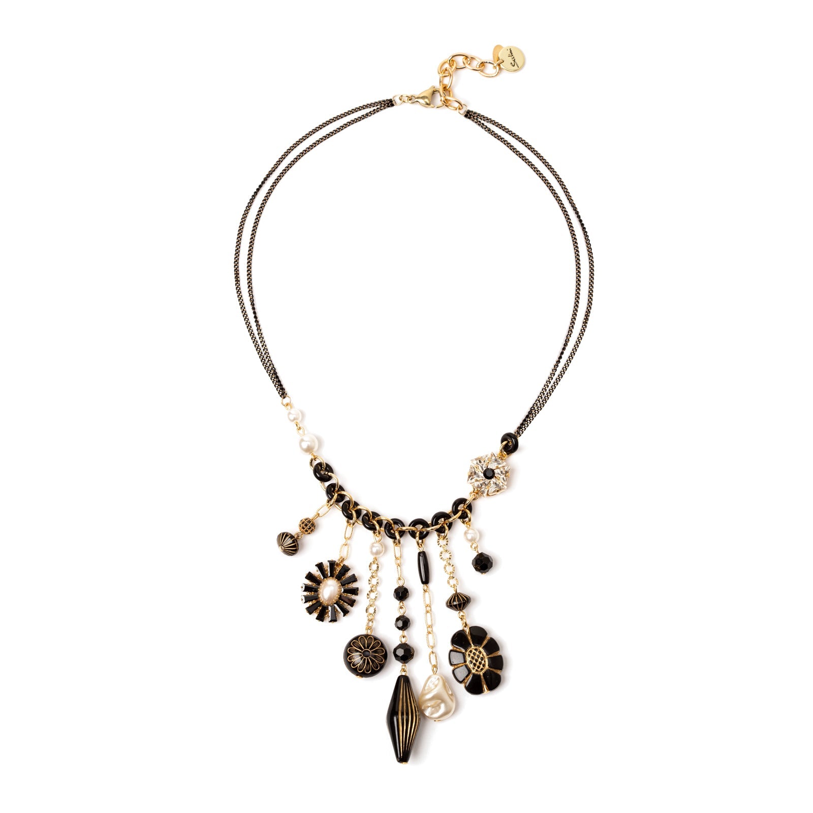 Girocollo con frange Amytis - Bianco e nero - Sodini Bijoux