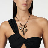 Choker with fringes Amytis - White and black - Sodini Bijoux