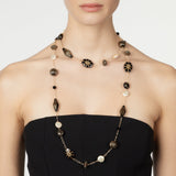 Extra long necklace Amytis - White and black - Sodini Bijoux