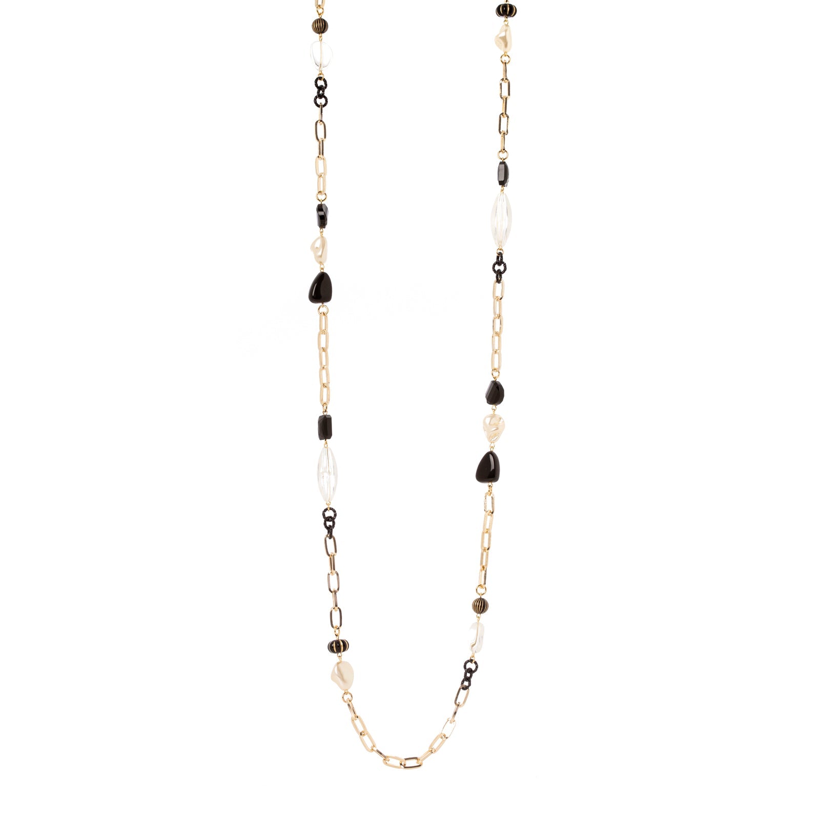 Collana lunga con dettagli cromatici Amytis - Bianco e nero - Sodini Bijoux