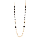 Collana lunga catena, perline e perle Amytis - Bianco e nero - Sodini Bijoux