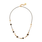 Collana corta catena e sfere Amytis - Bianco e nero - Sodini Bijoux