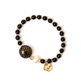Bracciale elastico sfere e bonbon a fiore Amytis - Bianco e nero - Sodini Bijoux