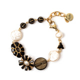 Bracciale con fiori Amytis - Bianco e nero - Sodini Bijoux