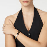 Elastic bracelet with large elements Amytis - White and black - Sodini Bijoux