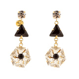 Orecchini triangolino e fiore Amytis - Bianco e nero - Sodini Bijoux