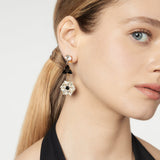 Earrings triangle and flower Amytis - White and black - Sodini Bijoux