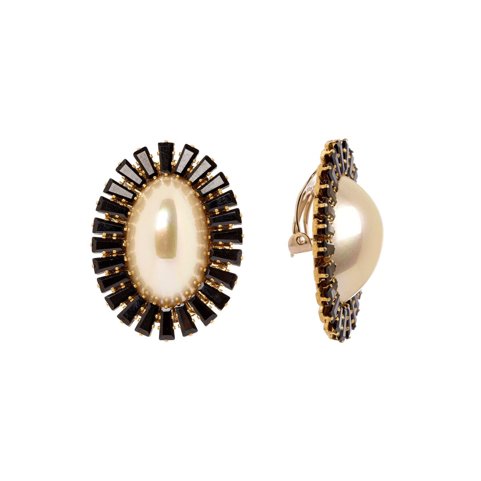 Orecchini fiore ovale Amytis - Bianco e nero - Sodini Bijoux