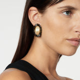 Oval flower earrings Amytis - White and black - Sodini Bijoux