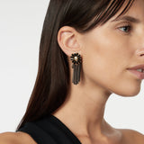 Flower and fringe earrings Amytis - White and black - Sodini Bijoux