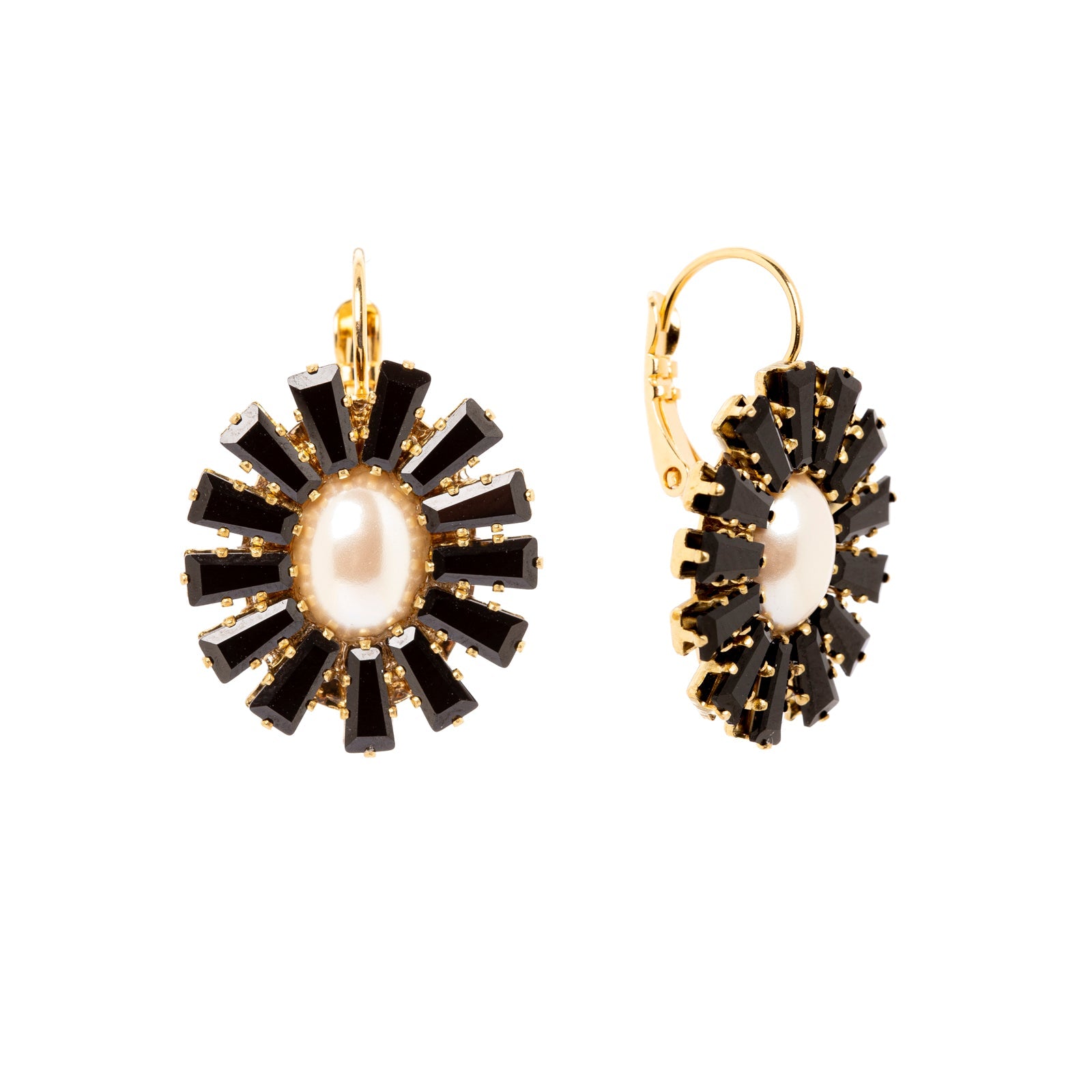 Orecchini monachella fiore ovale Amytis - Bianco e nero - Sodini Bijoux