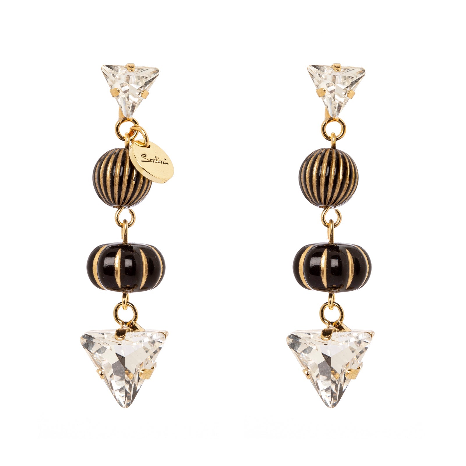 Orecchini con due triangolini Amytis - Bianco e nero - Sodini Bijoux