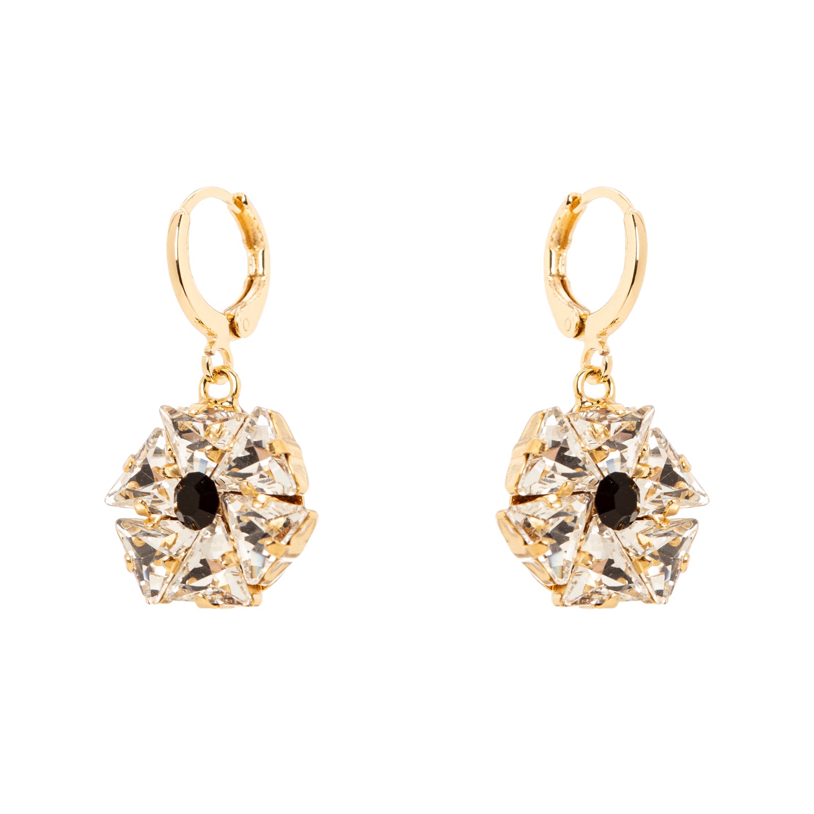 Little hoop and flower earrings Amytis - White - Sodini Bijoux