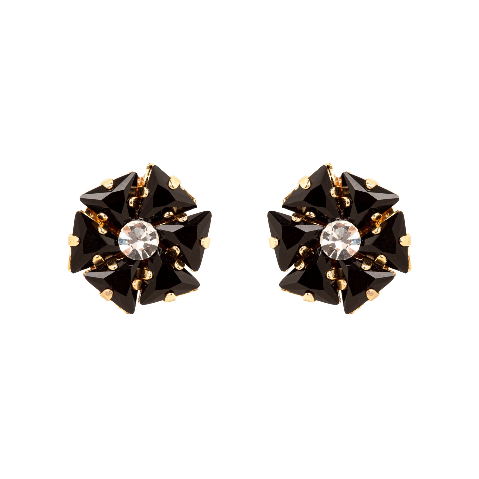 Piccoli orecchini a fiore Amytis - Nero - Sodini Bijoux