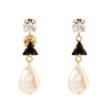 Orecchini triangolino e perla pendente Amytis - Bianco e nero - Sodini Bijoux