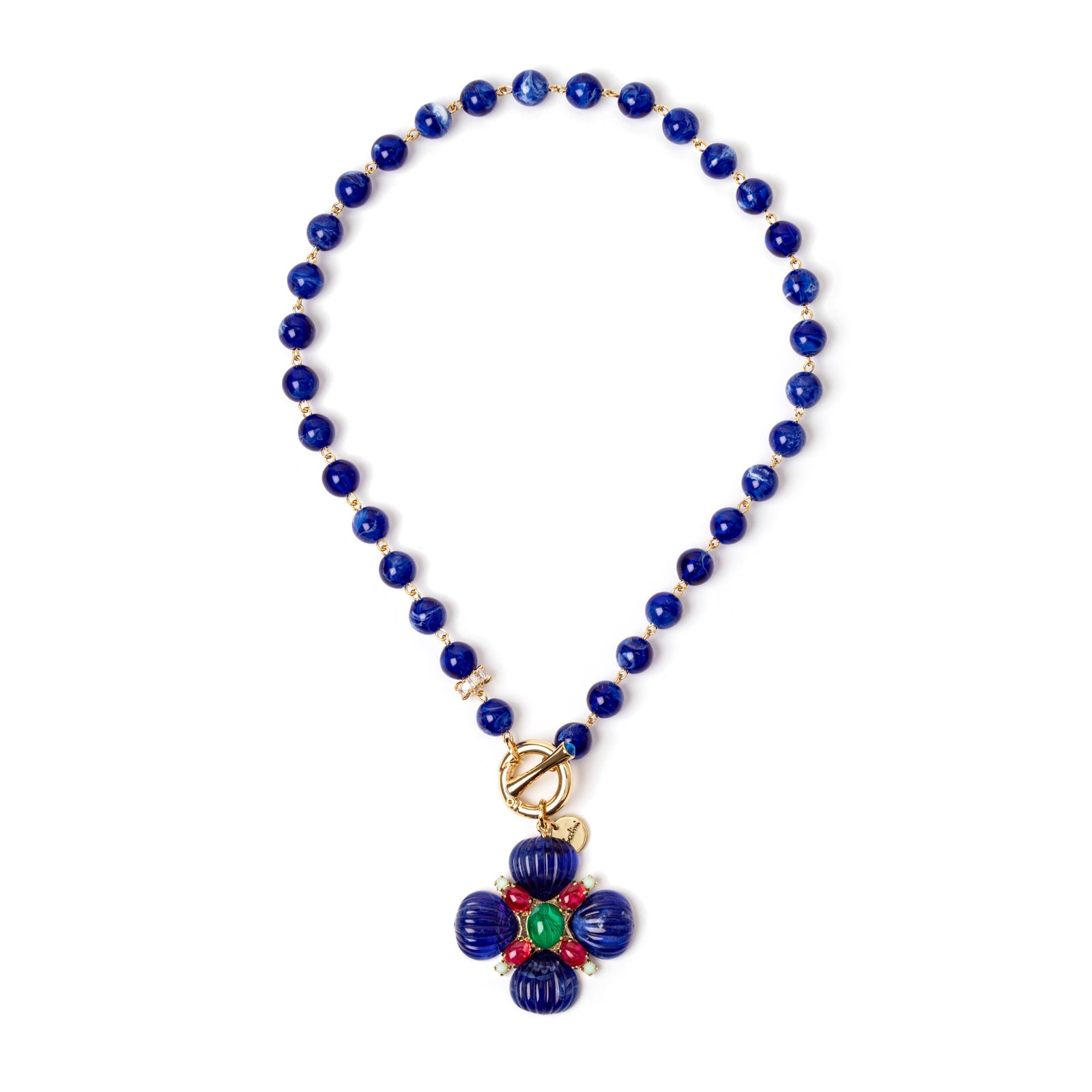 Collana boule e fiore pendente Nellie - Blu - Sodini Bijoux