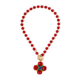 Collana boule e fiore pendente Nellie - Rosso - Sodini Bijoux
