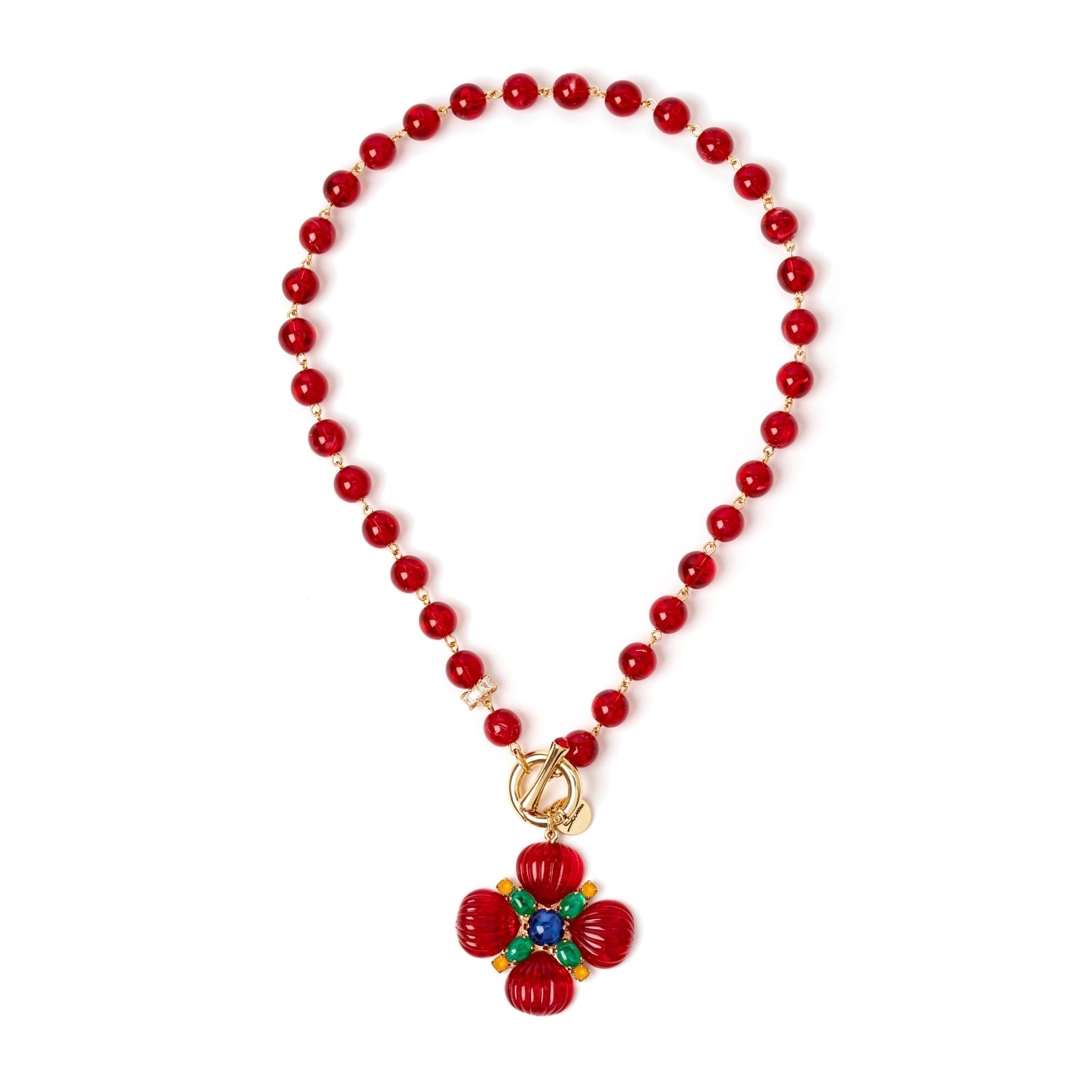 Collana boule e fiore pendente Nellie - Rosso - Sodini Bijoux