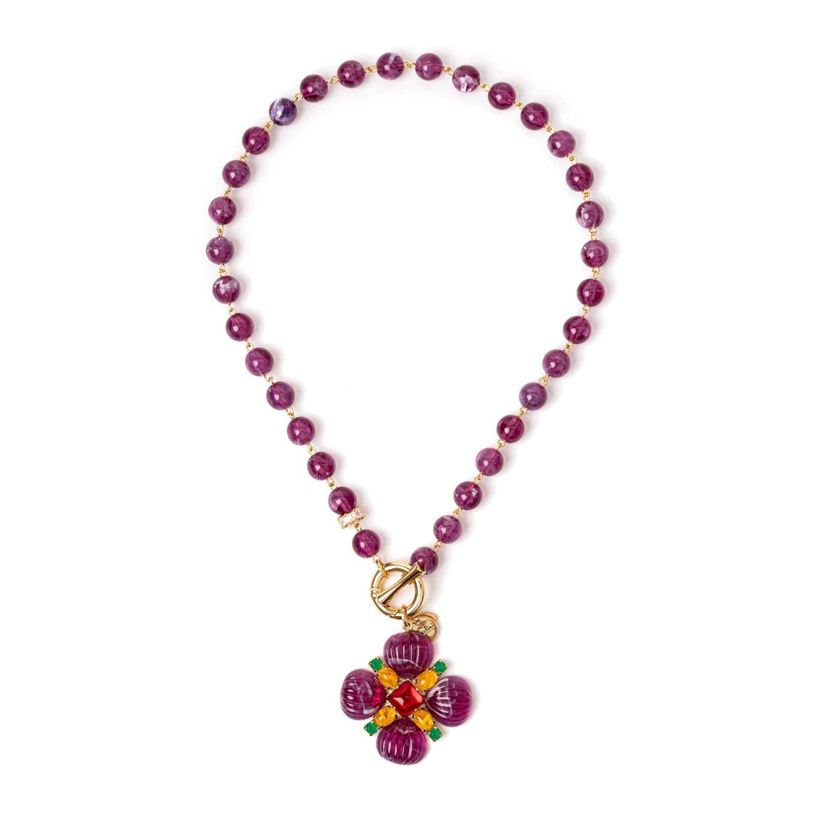 Collana boule e fiore pendente Nellie - Viola - Sodini Bijoux