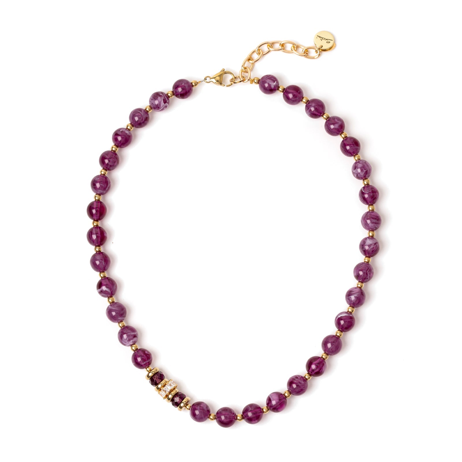 Collana boule e anellino di strass Nellie - Viola - Sodini Bijoux