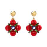 Orecchini semisfera e fiore Nellie - Rosso - Sodini Bijoux